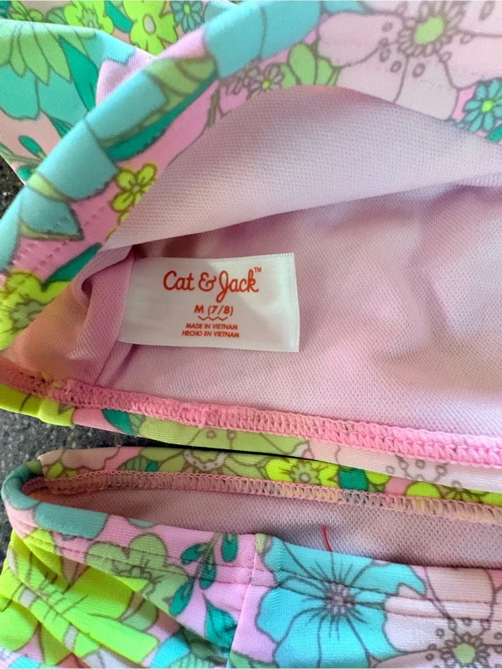 Cat & Jack Floral Ruffle Sleeve Bikini in Pink, Lime Green, Blue